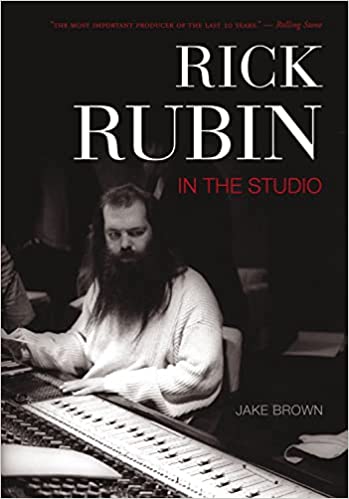 rick rubin in the studiobook cover. Features  a photo of Rick rubin sat at a mixing consoles